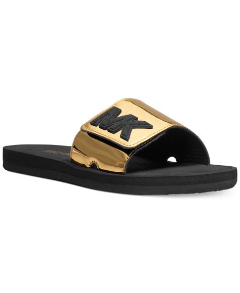 michael kors shower slide sandals|Michael Kors slides on sale.